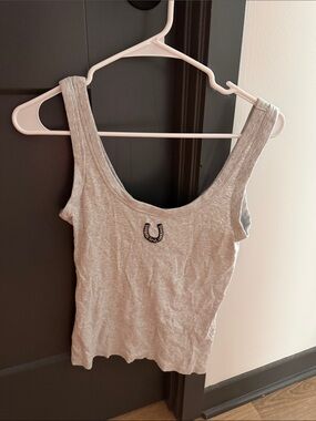 Abercrombie & Fitch Scoop Neck Gray Tank Top with Horseshoe Accent